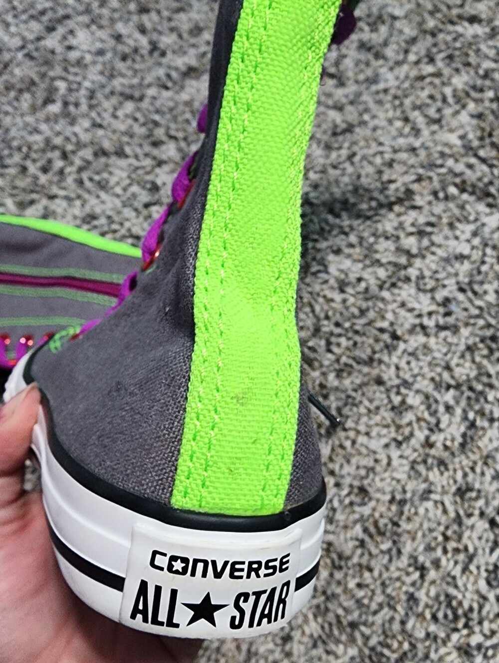 Rare Chuck Taylor All Star X-Hi Knee High  Converse Sneakers Gray/Purple Laces - Picture 9 of 12
